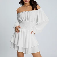 New Fashion Women Have A Sense Of Design And Versatile Daily One-line Collar Long-sleeved Shorts Skirt - Image 3