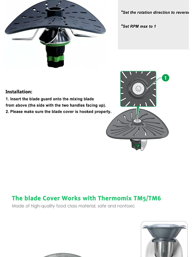 Description Picture 4 of itemNylon Innovative Knife Cover Blade Cover Protector Compatible with Vorwerk Thermomix BIMBY TM5 TM6 TM31 Cooking Kitchenware