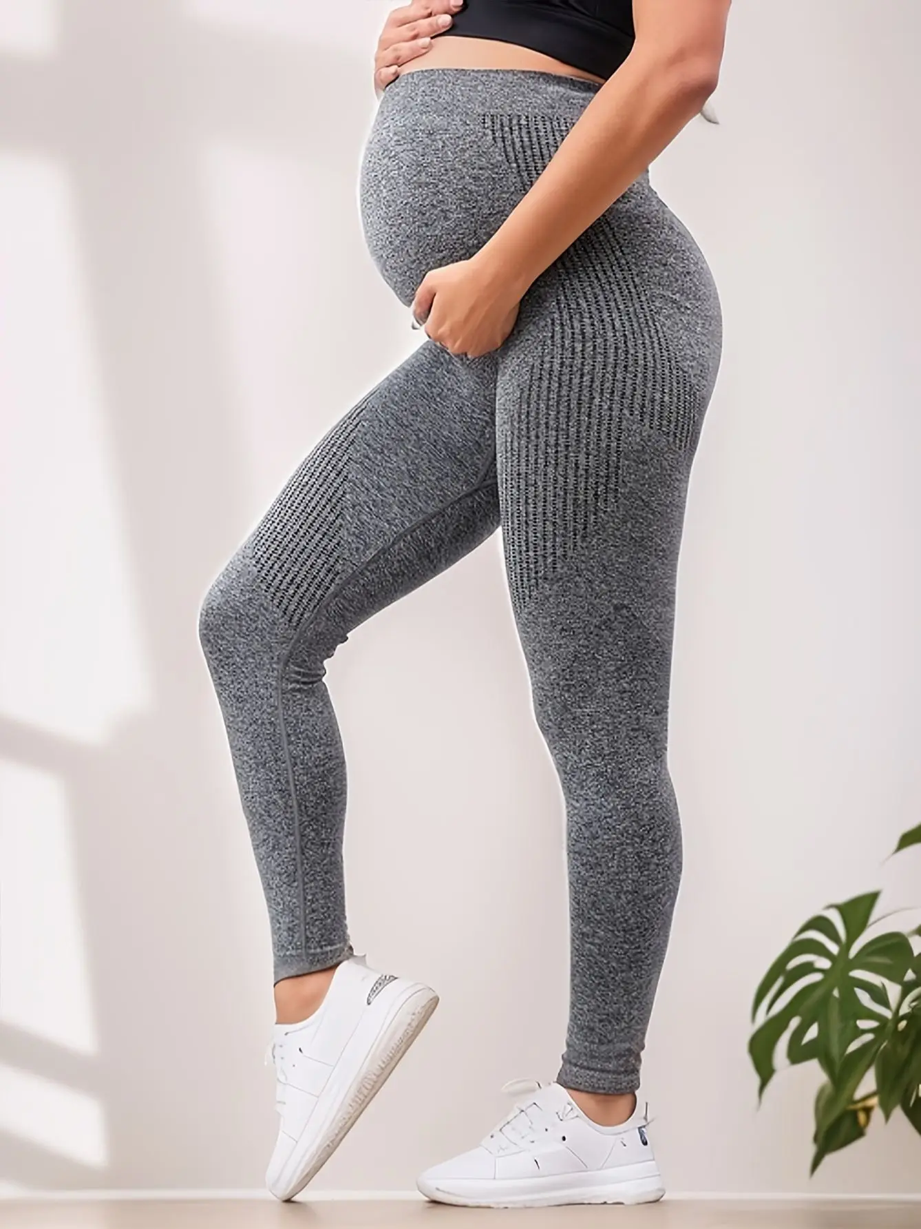 Maternity Comfort Seamless Over Belly Support Leggings 6
