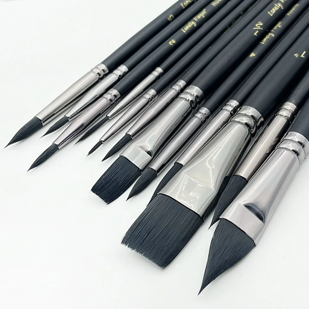 12pcs Professional Watercolor Paint Brushes Set, Soft Synthetic Paint Hair Art Brushes for Watercolors Acrylics Gouache 4
