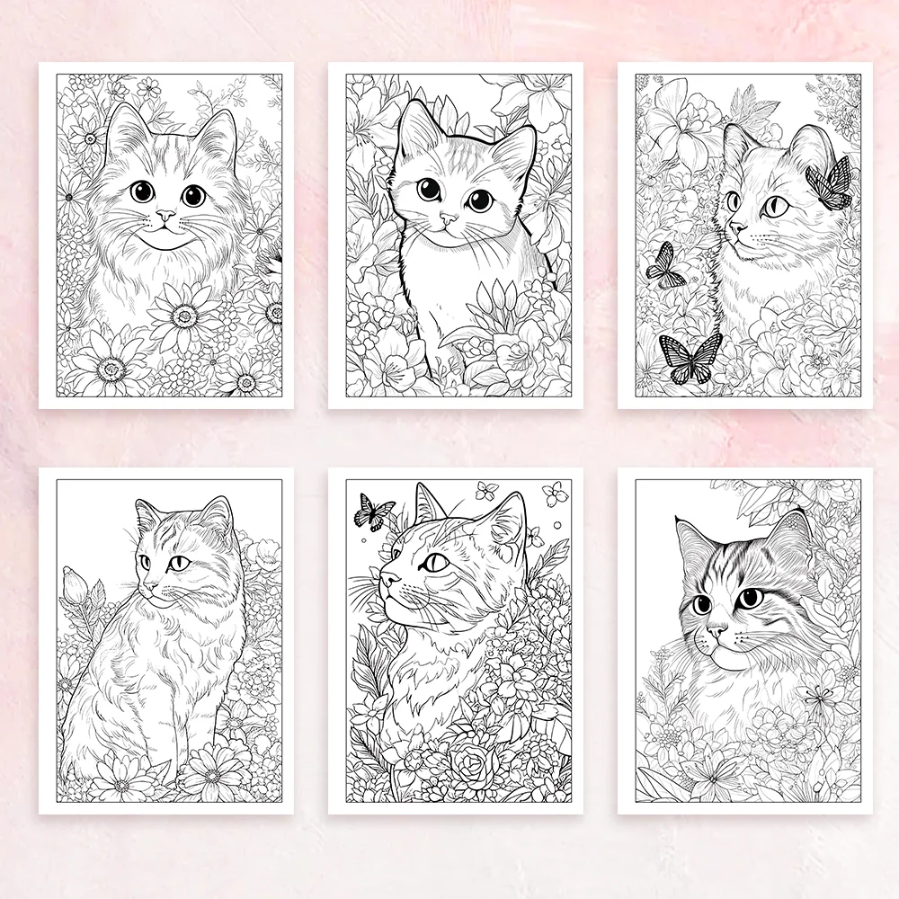 1pc, Cat Coloring Book, Teenagers Coloring Book, 30 Different Patterns, 100gsm Thick Paper, Stress Relief, Birthday Gift 5