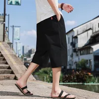 New Linen Short Pants Summer Cotton Solid Color Shorts Large Lightweight Shorts Men Beach Shorts for Men Breathable Sweatpants 5