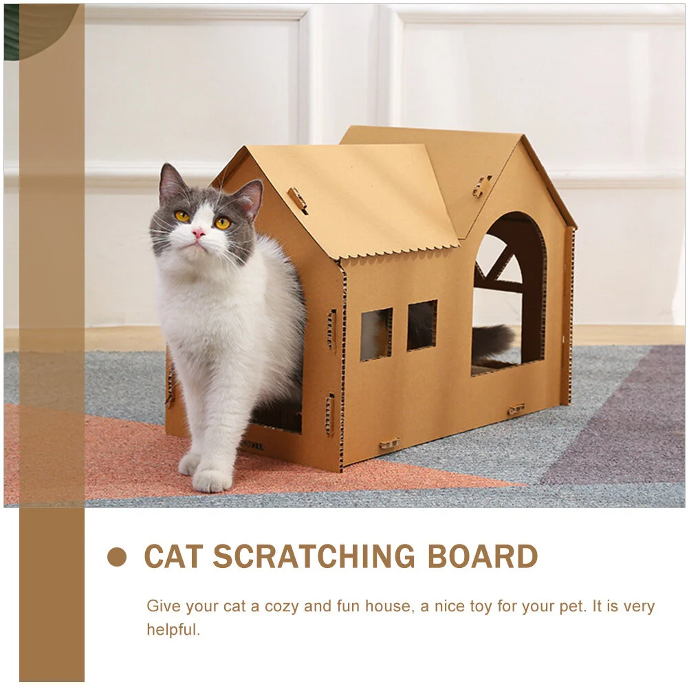 Cat House Cardboard Scratching Box Kitten Toys Scratcher Catnip Pet Supply Corrugated Paper