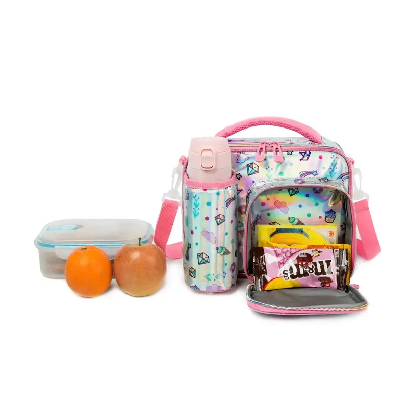Portable Lunch Bag with Bottle Holder for kids
