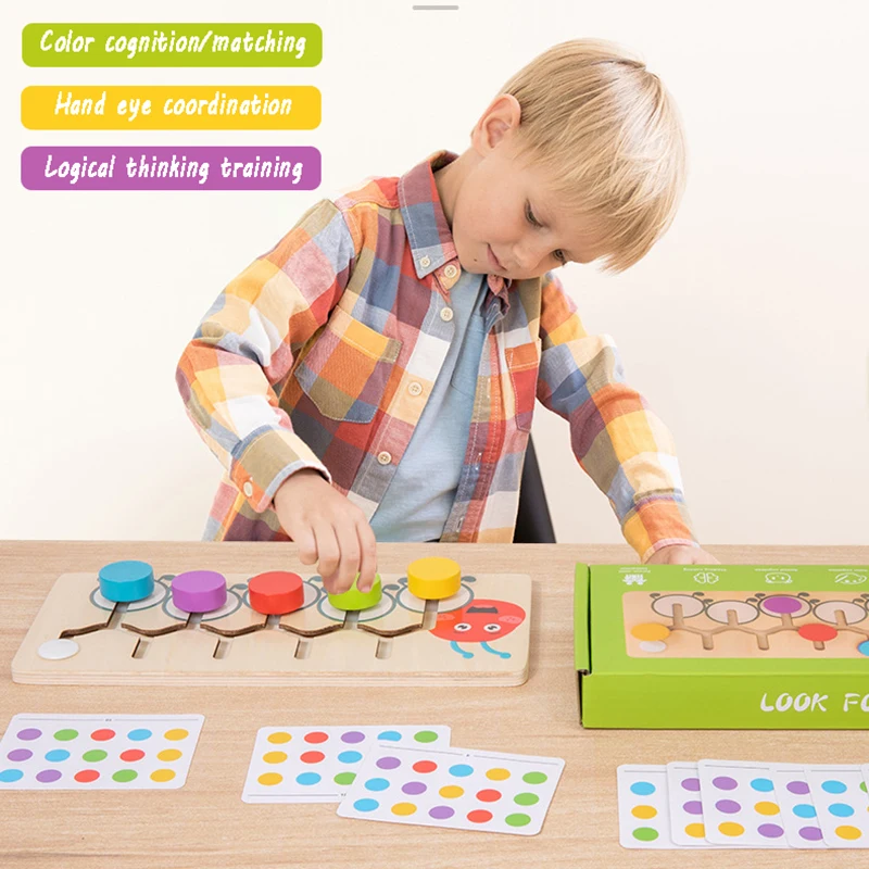 Baby Color Matching Slide Puzzle Board Game Montessori Parish Toy Logice Thinking Education Toy Preschool Activity for Toddlers 2