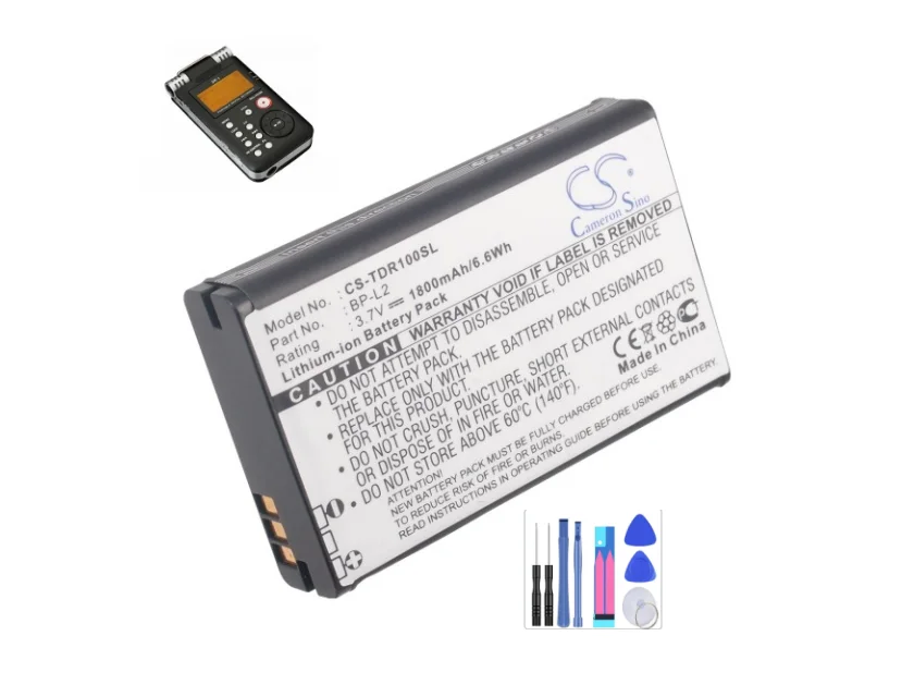 Batteria Registratore Per Tascam Dr-1 Gt-R1 Bp-L2 Capacità 1800Mah/6.6Wh