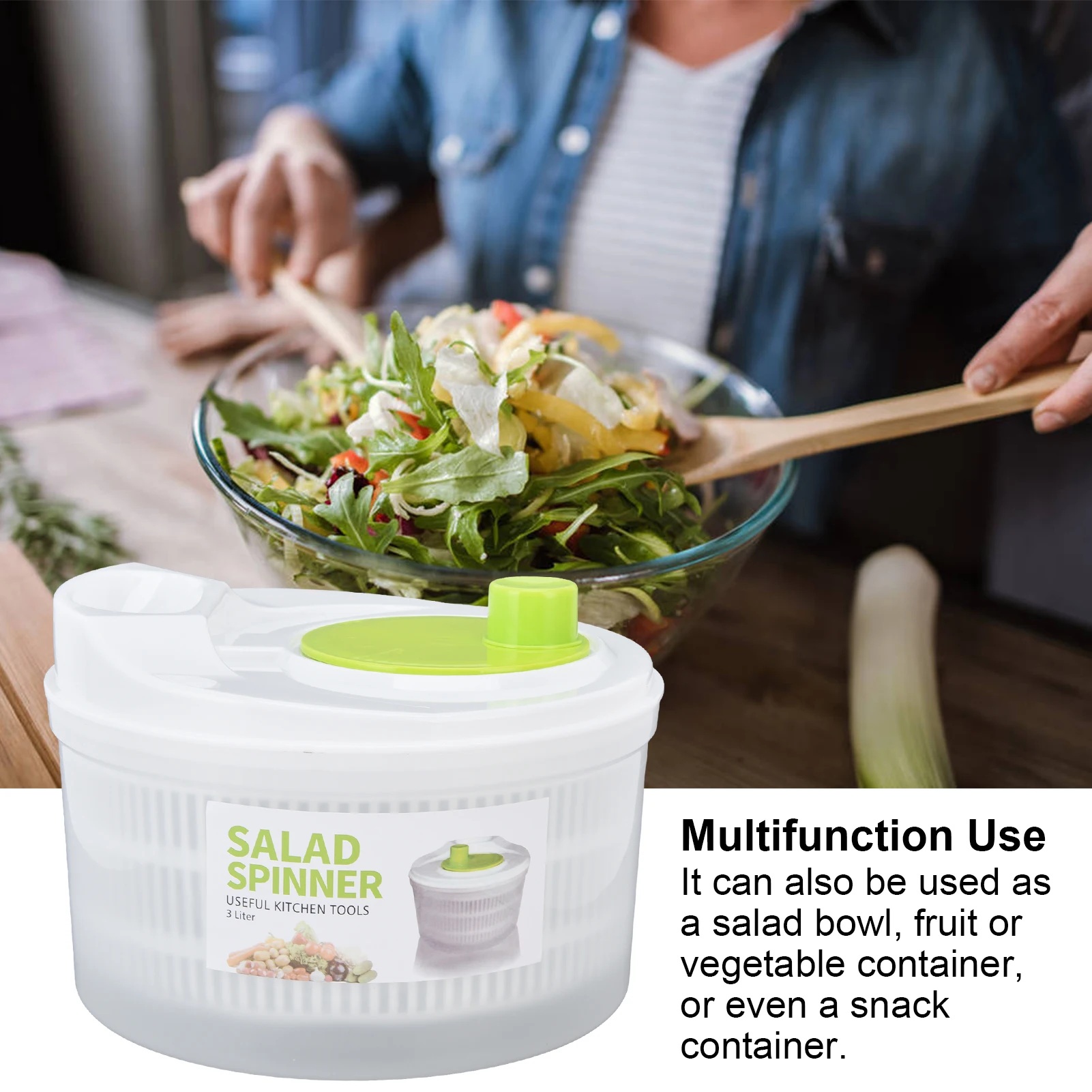 Lettuce Drainer Gadget Kitchen Tools Lettuce Vegetables Washer for Washing Drying Salad Spinner Dryer Drainer Crisper Strainer