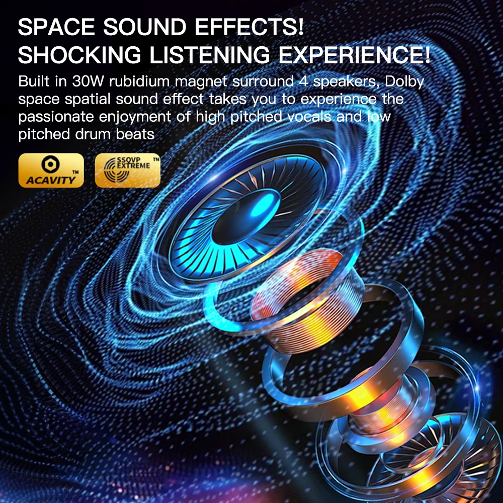 Waterproof Bluetooth Speaker with Deep Bass and LED Light