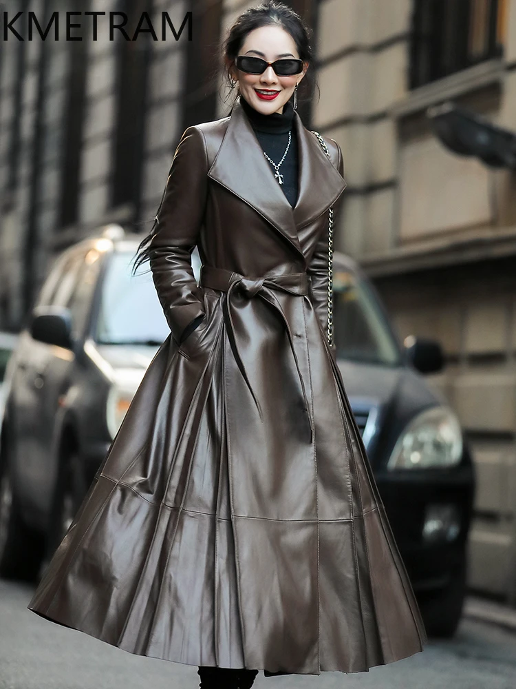 Genuine Leather Jacket Women High Quality 100% Sheepskin Long 
