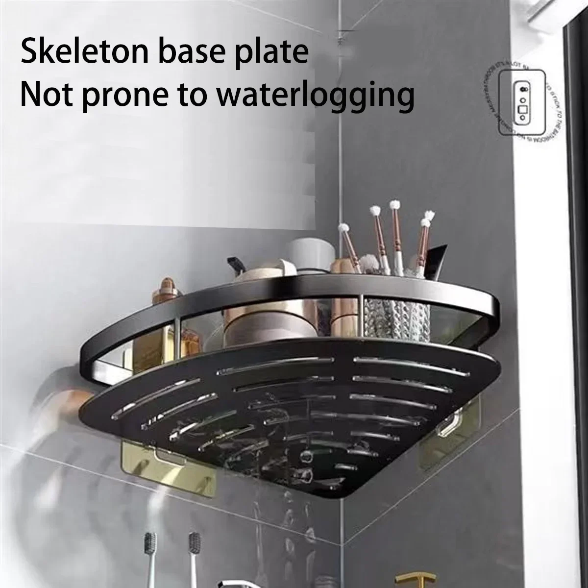 Bathroom No-Nail Shelf Shower Corner Shelf Aluminum Shampoo Shower Organizer Bathroom Accessories