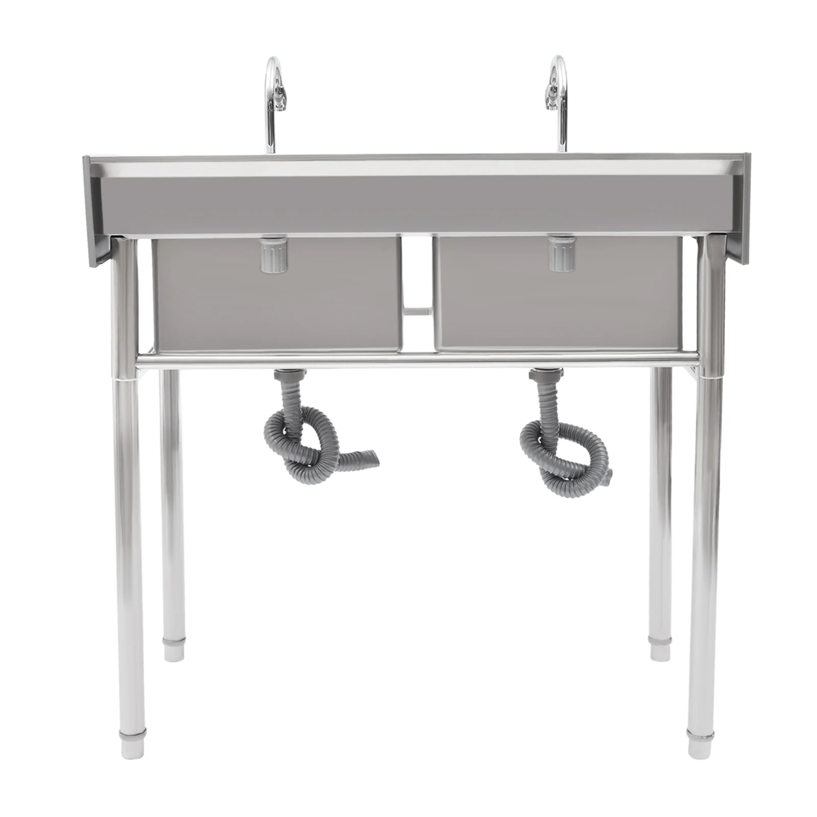 Commercial Stainless Steel Sink 2 Compartment Free Standing Utility Sink for Garage Restaurant