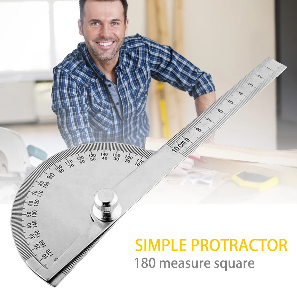 180 Degree Protractor Stainless Steel Angle Finder Rotary Measuring