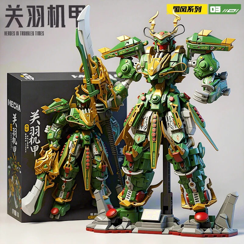 Big Superhero Mecha Building Blocks Green Dragon Robot Bricks DIY Construction F