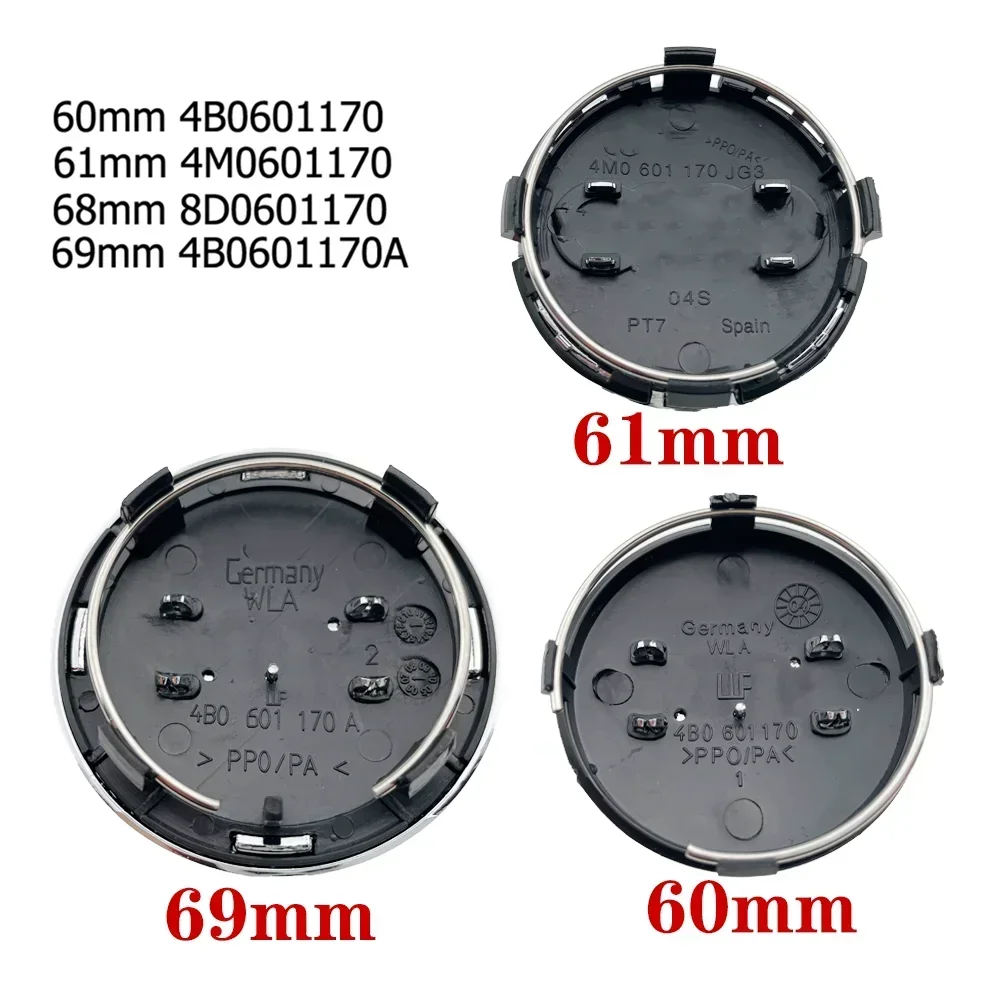 4P 60mm 61mm 68mm 69mm Car Styling Wheel Center Cap Hub Covers Badge 4B0601170 For Audi A3 A4 A5 A6 A7 A8 S4 S6 TT Accessories