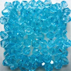 Elegant Black and Silver Bicone Crystal Glass Beads - 100pcs Set (Lake blue)