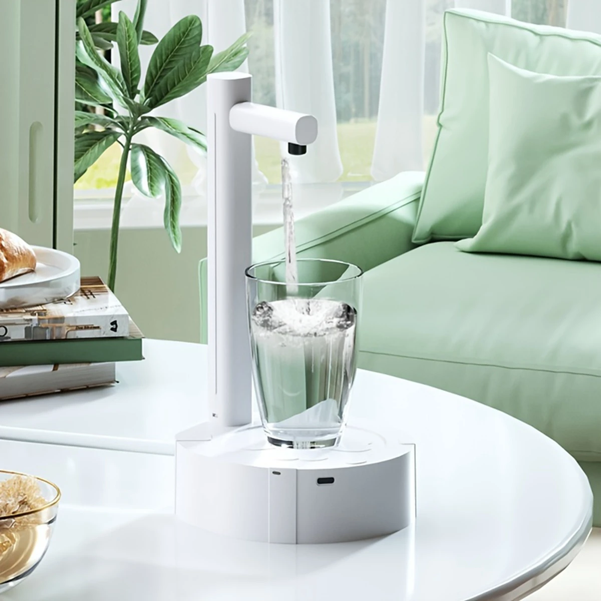 자동 책상 휴대용 데스크탑 미니 스마트 물병 펌프 디펜서, USB 충전 전기 디펜서 