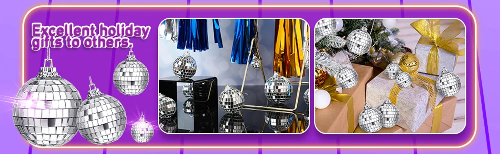 2-10cm Mirror Disco Ball 70s 80s Party Decors Reflective Ball Hanging Ornaments for Christmas Birthday Party Wedding Decorations