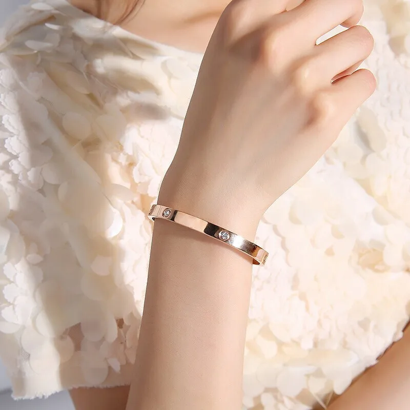 Gold Plating Lover Bracelets & Bangles for Women Charming Zirconia Couple Bracelet New Trendy Luxury Jewellery Gifts Bangle Bracelet Zircon Bracelet Zirconia Bangle