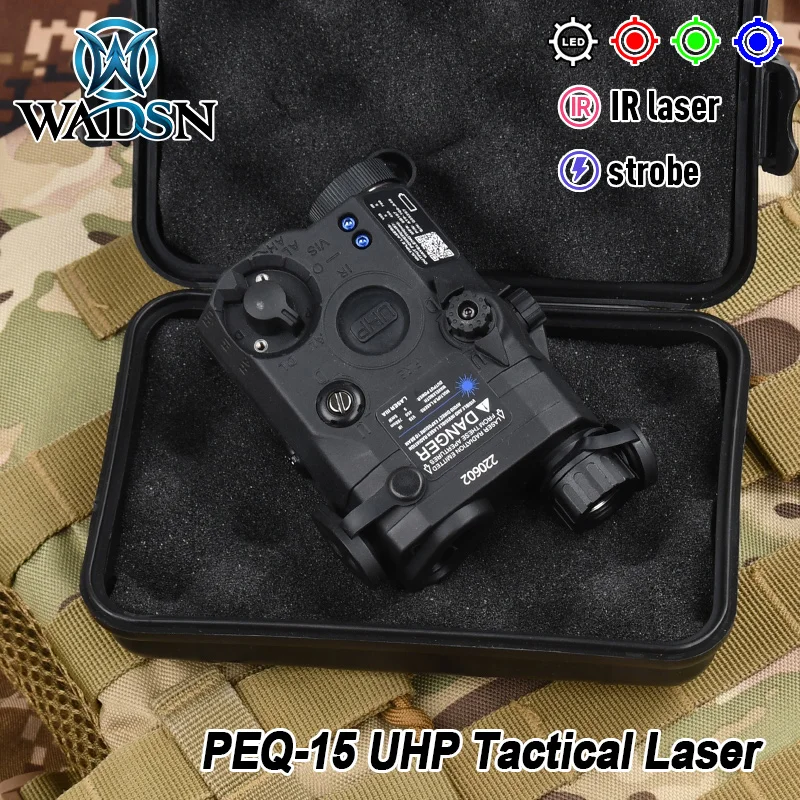 

WADSN Tactical PEQ15 Red Dot Green Blue Laser Pointer Sight PEQ IR Light Vision White LED Strobe Flashlight Airsoft Hunting