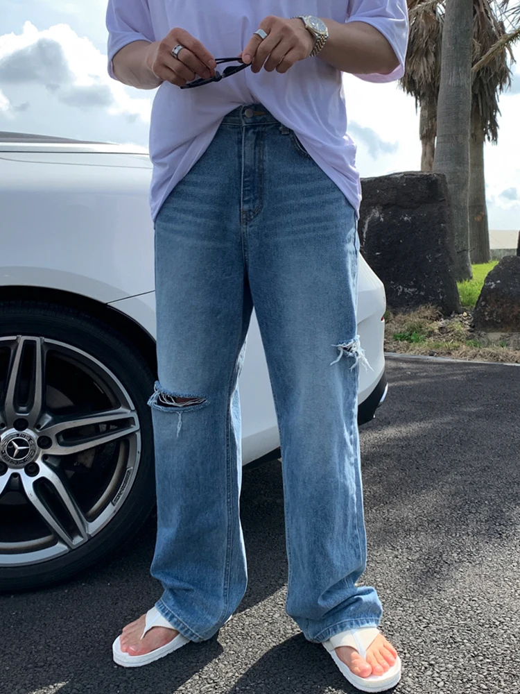 Handsome Jeans Men's 2024 Summer Denim Trousers Loose Comfortable Long Denim Pants Korean Fashion Trendy Design Straight Jeans