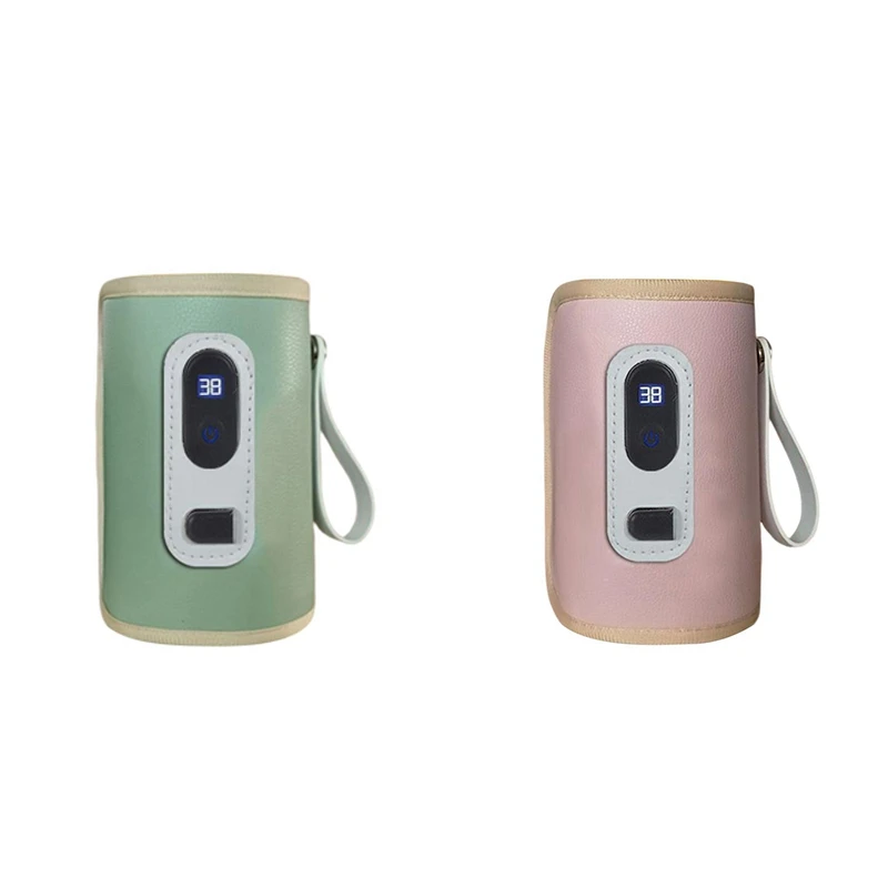 

USB подогреватель для молока и воды, дорожная изолированная сумка для прогулочной коляски, цифровой дисплей, уличный зимний зеленый подогреватель для бутылок для кормления