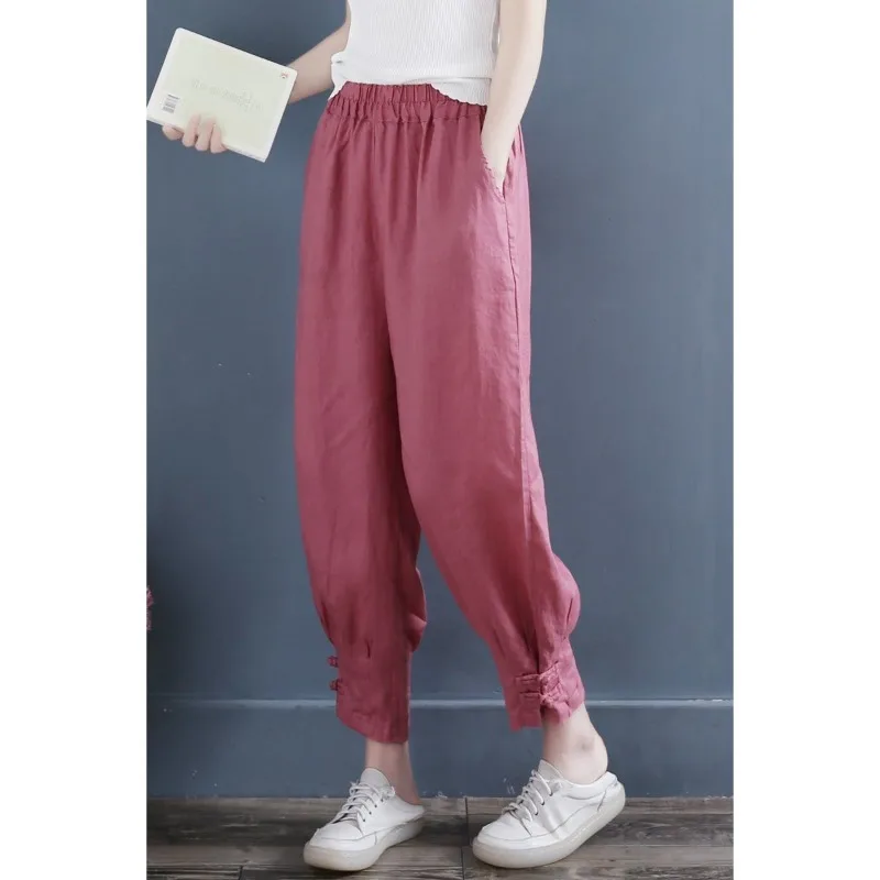 Women's Spring and Autumn New Fashion Elegant High Waist Solid Color Casual Versatile Western Comfortable Popular Commuter Pants