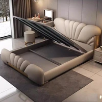 Organisateur de tête de lit de luxe minimaliste avec espace de rangement pour la chambre à coucher, table de chevet moderne, mobilier de chambre à coucher pour lit double 5
