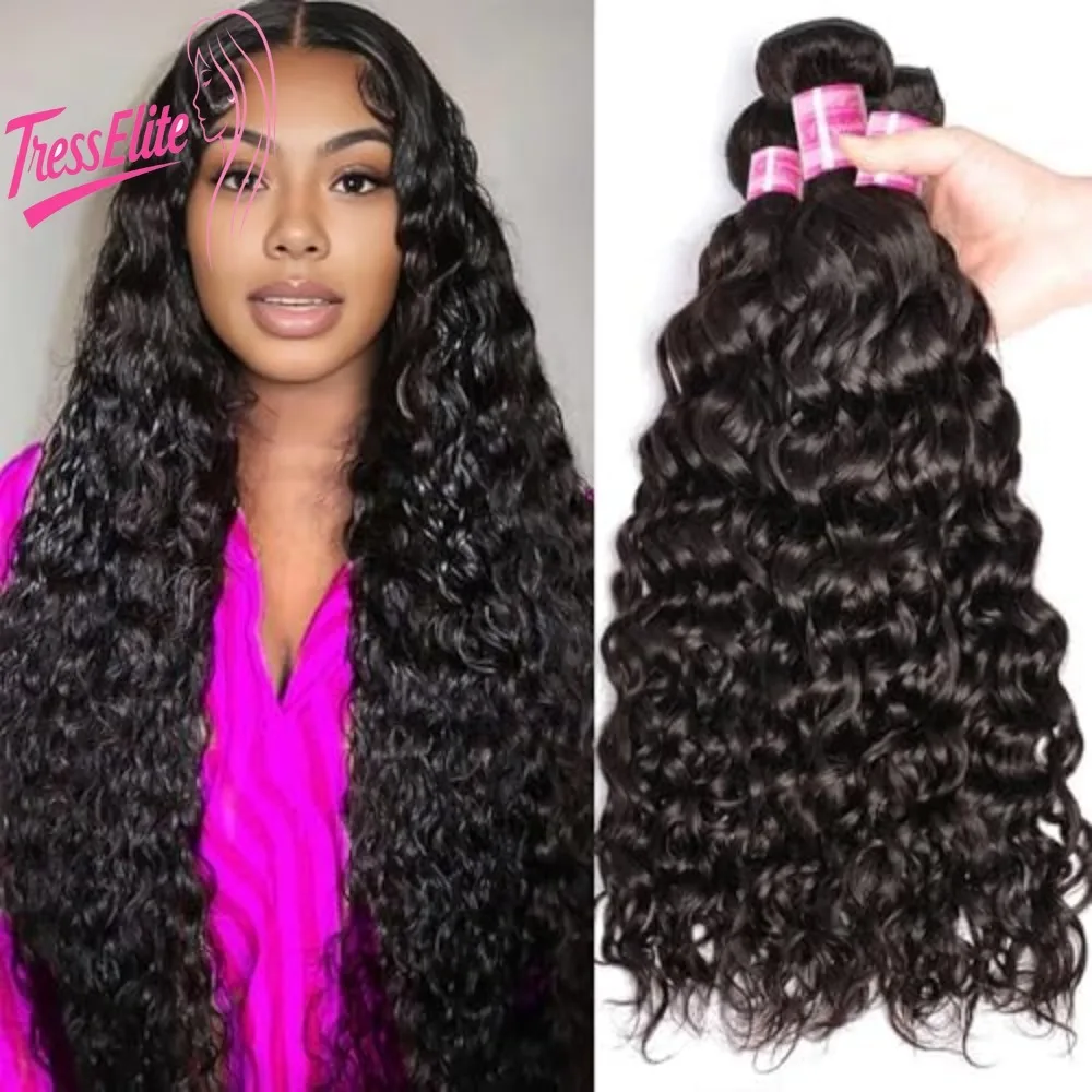 12A Bundle/1pc Water Wave Human Hair 8-30 Inch Weaving Natural ColorBrazilian Virgin Remy High Quality 180% Density 2