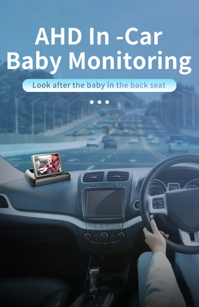 1080HD Night Vision Baby Car Mirror 4.3 Inch Screen Monitor Mount Desktop Rear F