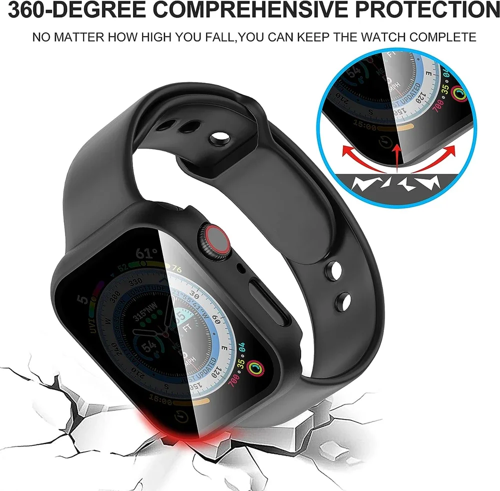 Premium Tempered Glass Screen Protector with Protective Cover for Apple Watch - Durable, High-Definition Shield for Ultimate Screen Protection