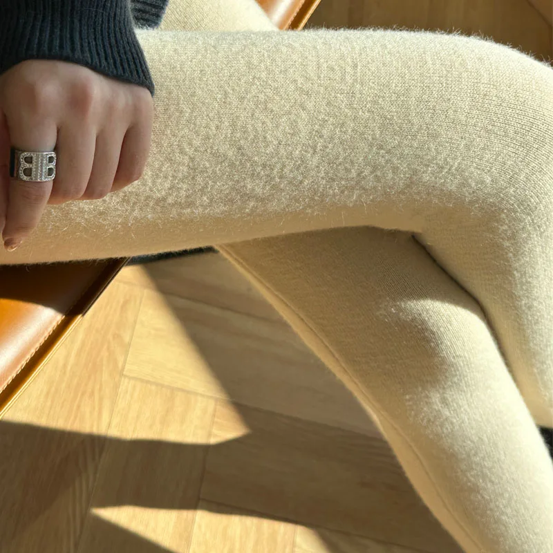 knit leggings women's pants slim plane nine-point pants autumn winter Inner outer wear high waist tight casual small feet pants