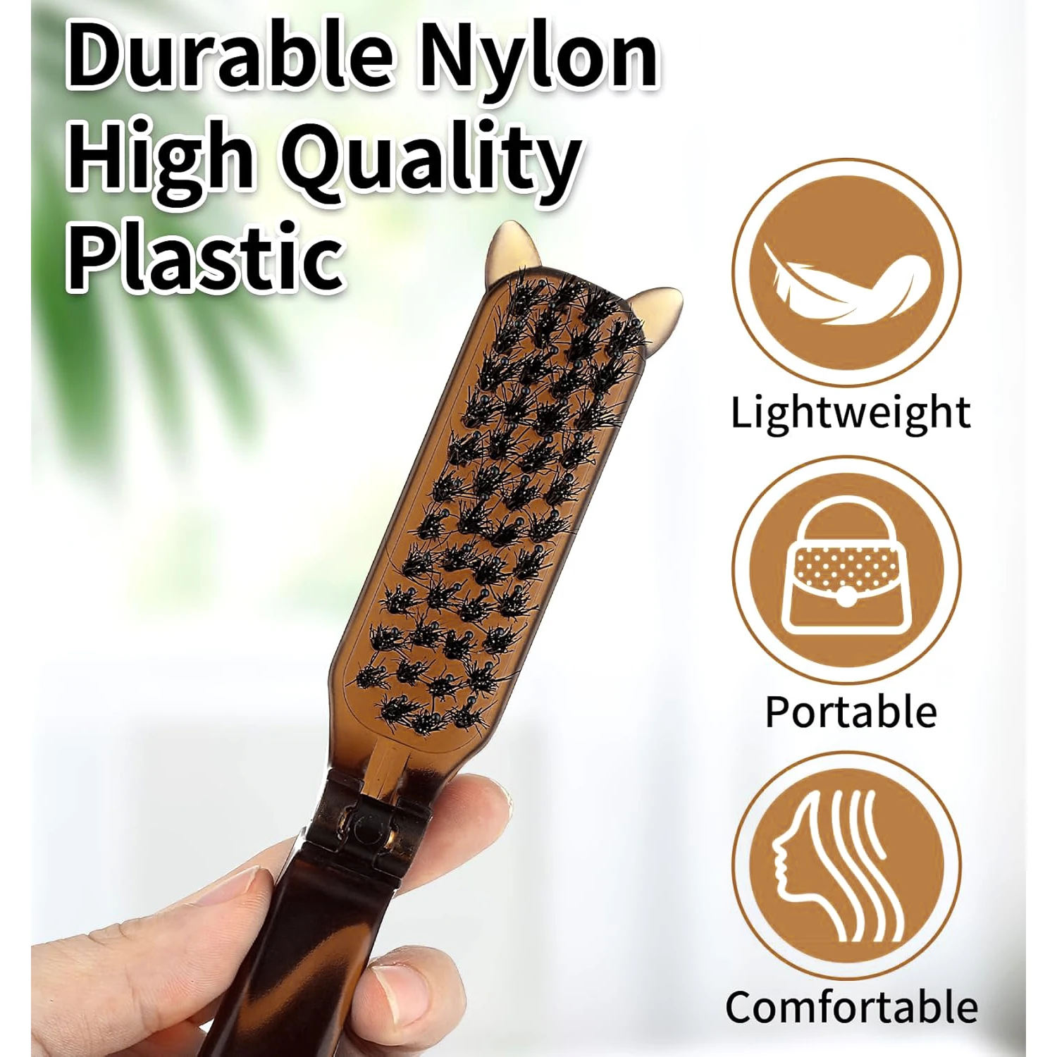 CALIYI 1/2PCS 접이식 헤어 빗 휴대용 멧돼지 강모 헤어 브러시 헤어 브러시 헤드 마사지 여행용 빗 헤어 스타일링 액세서리