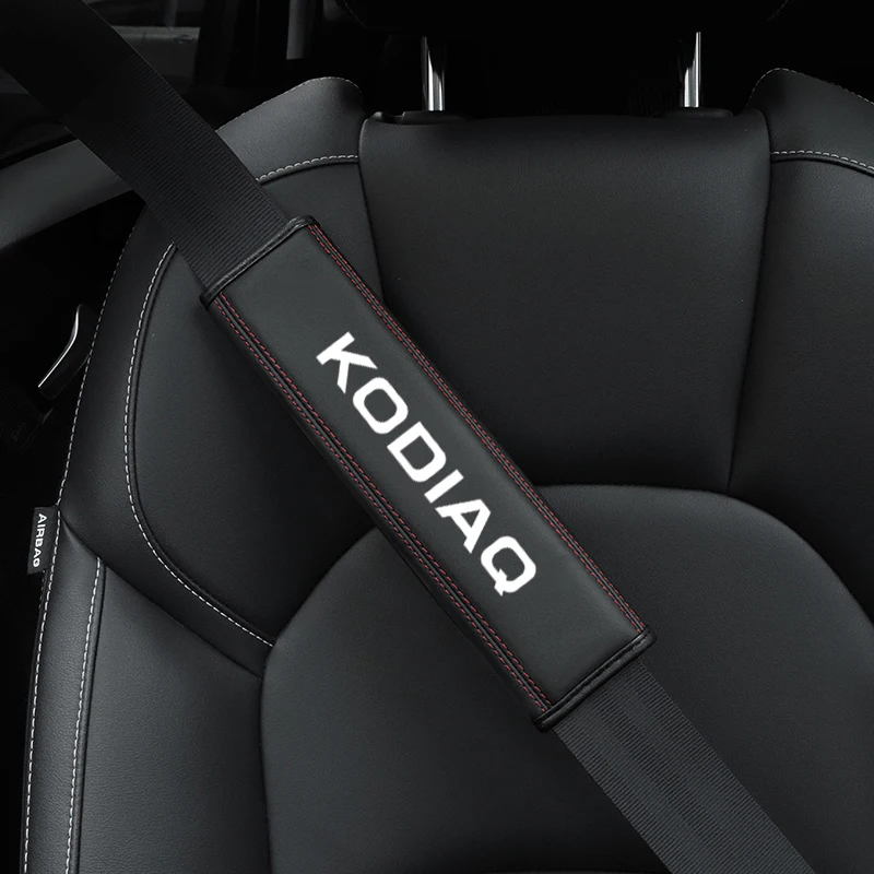 

For Skoda Kodiaq 2006-2013-2018-2021 1pcCowhide Car Interior Seat Belt Protector Cover For car Auto Accessories