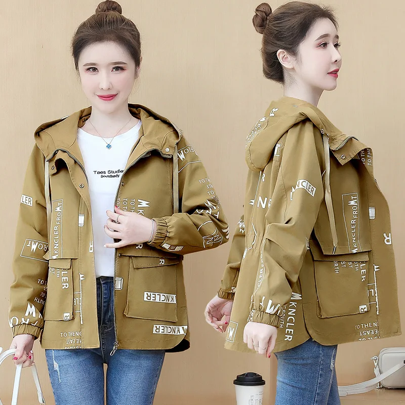 

Women's Jackets Coats 2022 Spring New Casual Hooded Windbreaker Autumn Basic Zipper Coat Tops Lady Baseball Uniform Lining Q176
