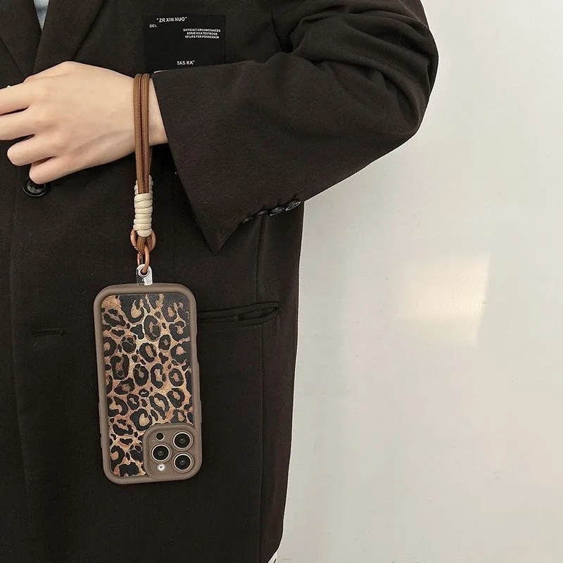 Leopard Print Lanyard Cord Phone Case Cover