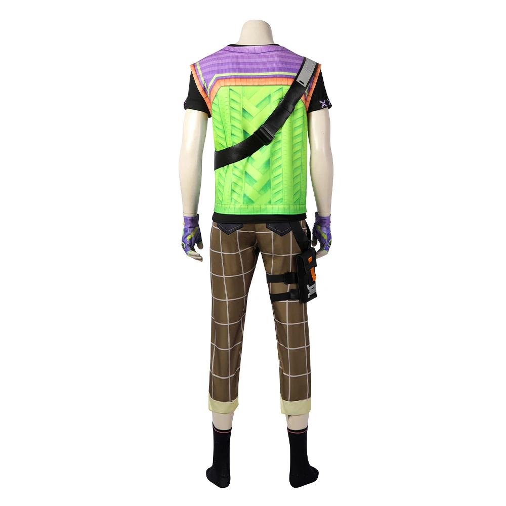 Gekko Cosplay Anime Costume VALORANT Role Play T-shirt Pants Belt Outfits Men Casual Outfits Halloween Carnival Party Suit 4