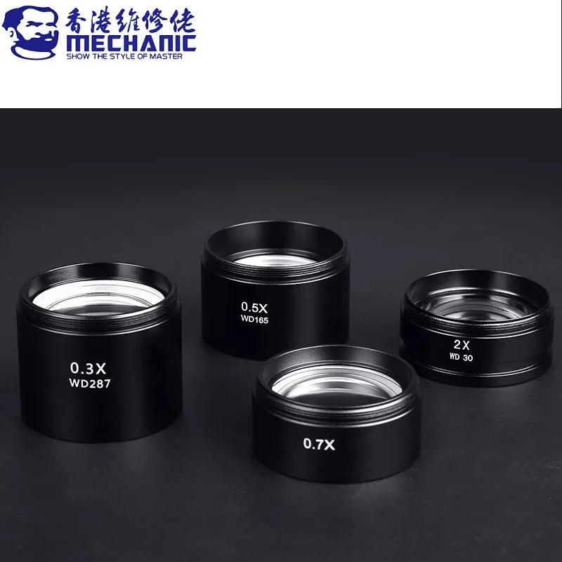 MECHANIC 0.3X 0.5X 0.7X 2X Auxiliary Objective Lens 48mm Thread Widefield Barlow Lens for Binocular Trinocular Stereo Microscope microscope objective lens