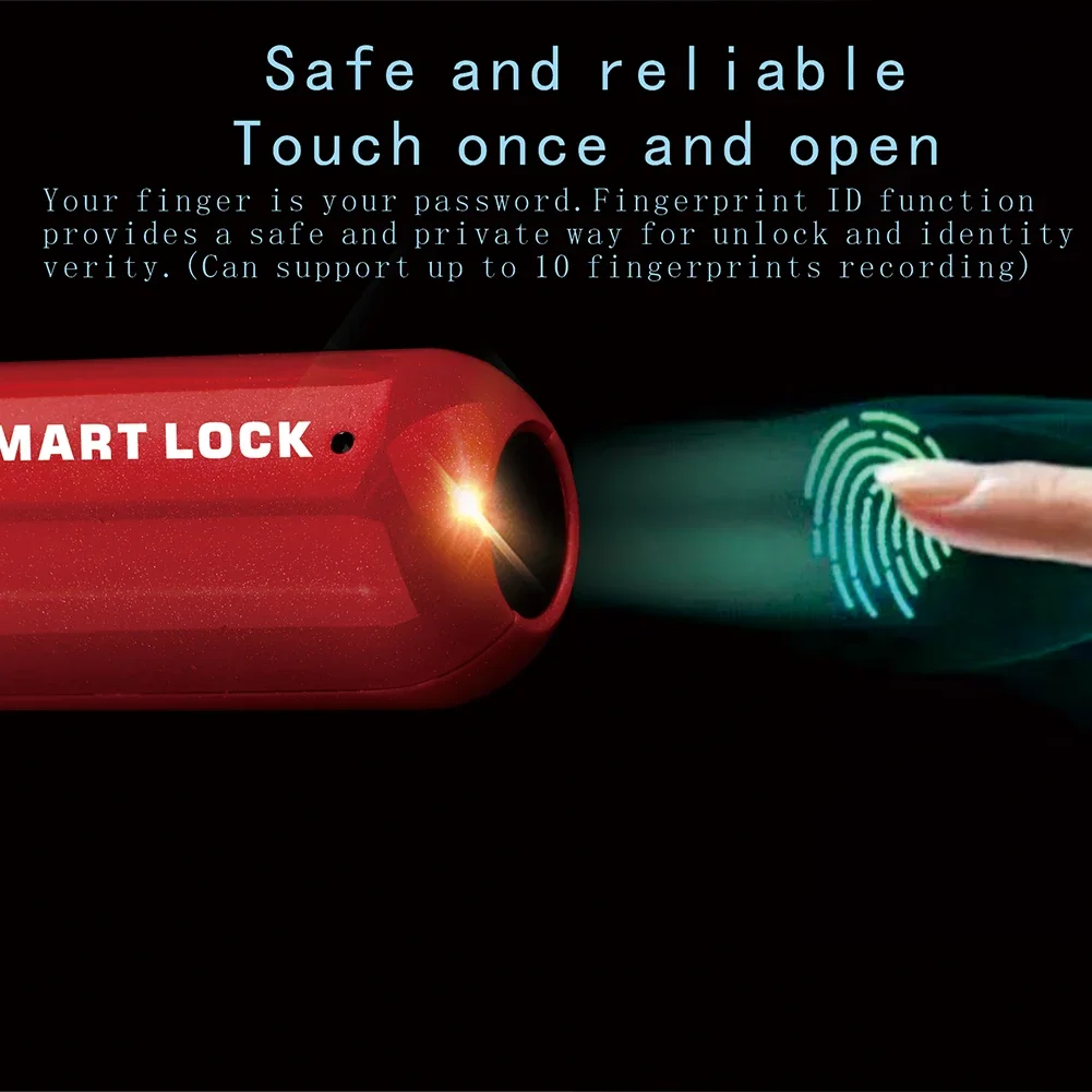 M01 Cadeado de impressão digital, USB Smart Cabinet Keyless, Home Travel Case Drawer Lock, Anti Theft Multi Function Lock, Zinc Alloy Lock