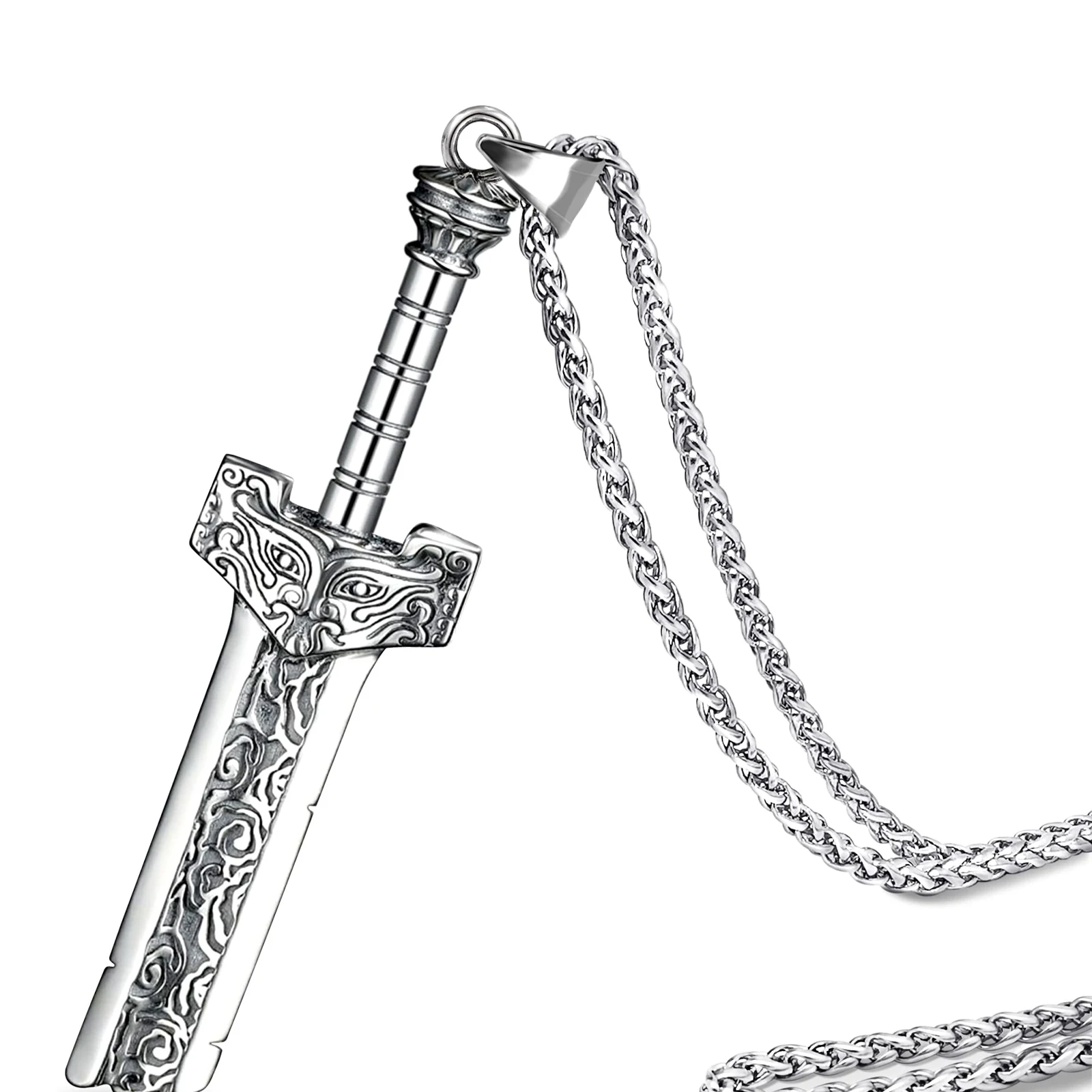 Stainless steel fashion broken sword personality domineering handmade men's necklace pendant birthday gift