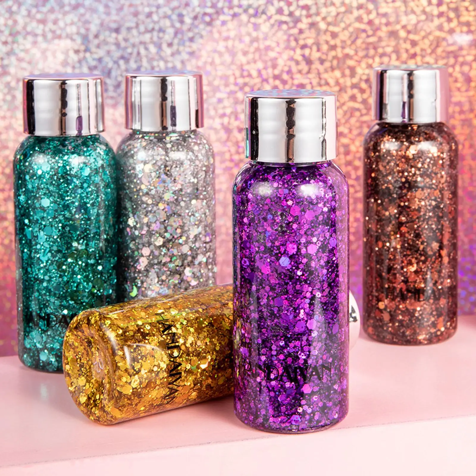 Waterproof Mermaid Body Glitter Gel Long Lasting Liquid Eyeshadow with Large Sequins for Hair and Body Sparkle 6
