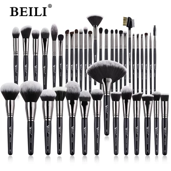BEILI Luxury Black Makeup Brushes Sets Professional Powder Foundation Natural Blending Eyeshadow Beauty Tool  кисти для макияжа