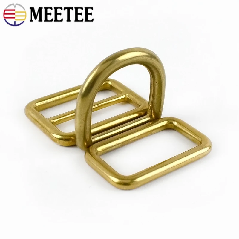 Set of 5 Solid Brass Adjustable Strap Buckles