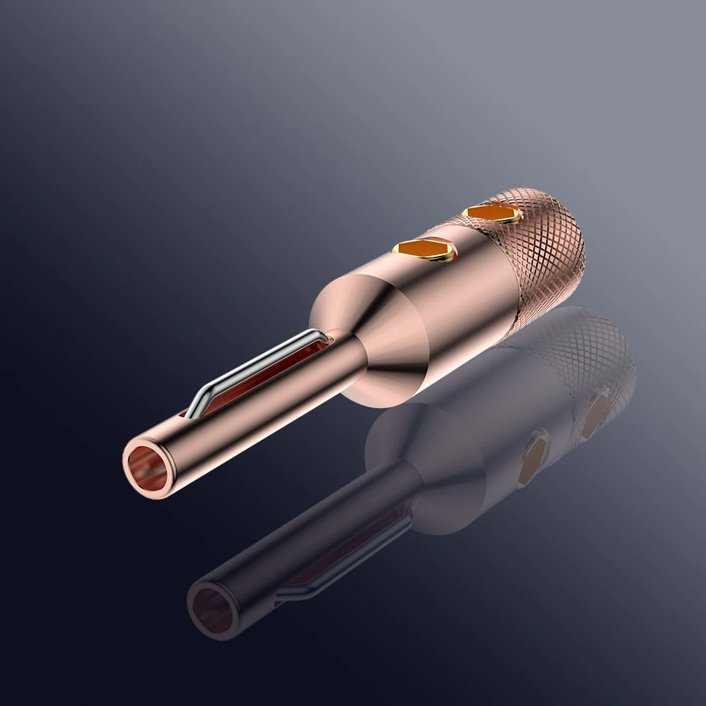 Viborg 하이 퀄리티 퓨어 레드 구리 바나나 커넥터 터미널 플러그 커넥터, 스피커 와이어용 4mm, VB401, 4 개