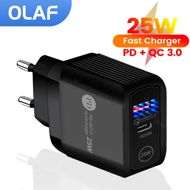 Olaf 25 Вт USB C зарядное устройство Быстрая Зарядка адаптер питания Тип C зарядное устройство USB зарядное устройство для Samsung Galaxy S22 21 Note 20 A71 USB кабель