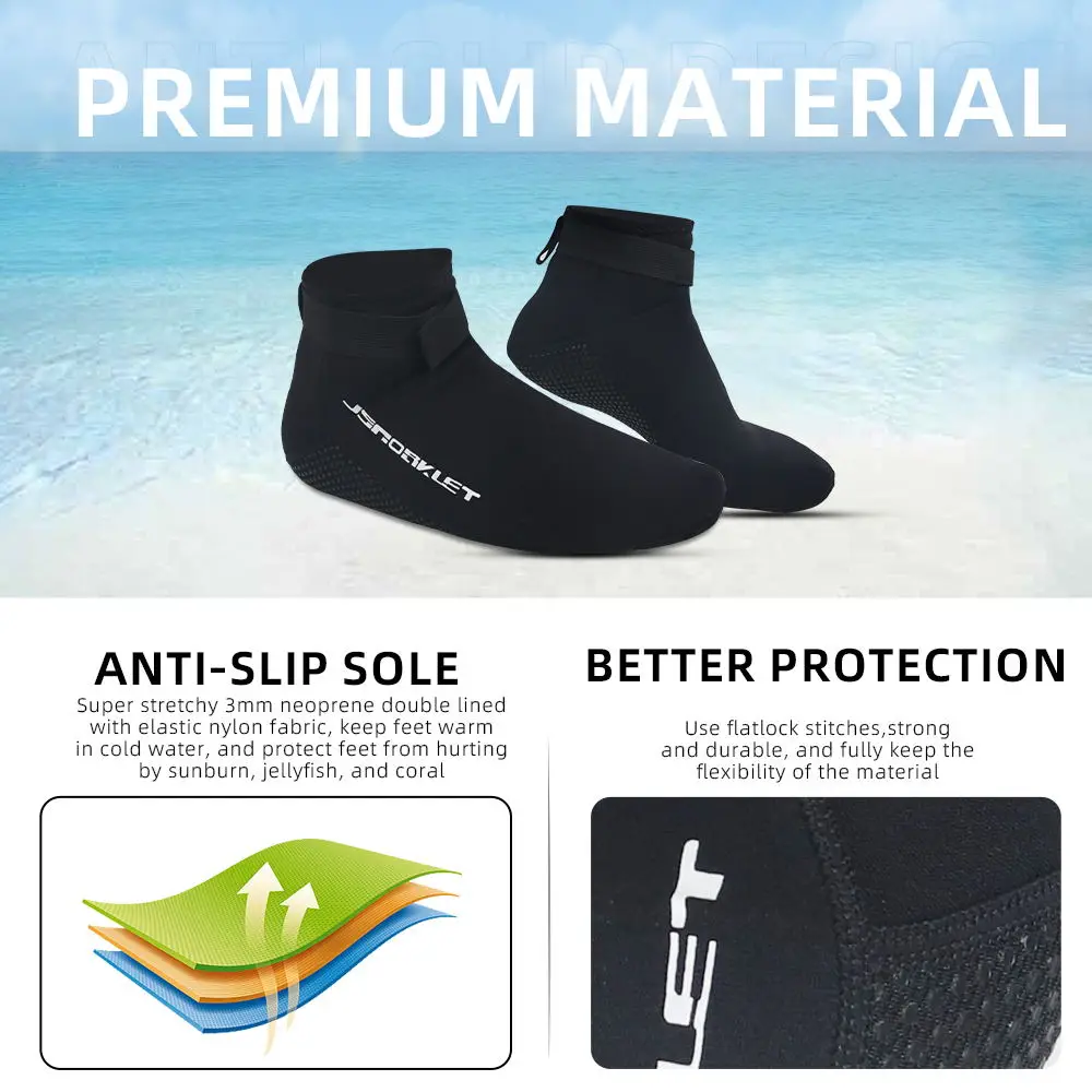 Calcetines de buceo de neopreno de 3MM para hombre y mujer, botas cálidas para nadar, esnórquel, voleibol de playa, deportes acuáticos, zapatos de traje de neopreno de corte bajo