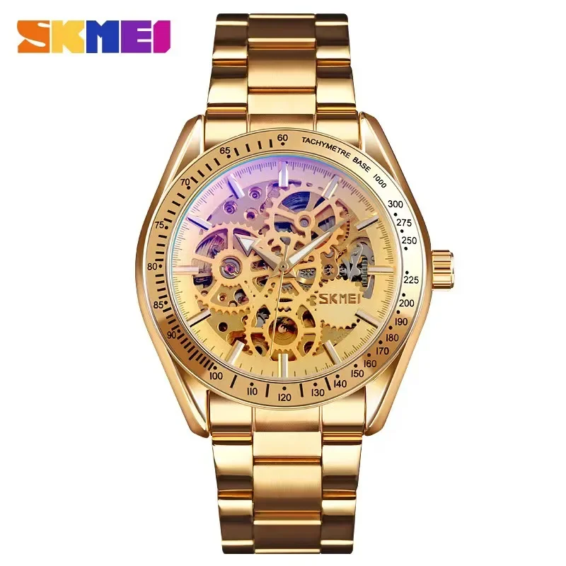 Men's Watch SKMEI Men Luminous Point Colorful Watch Hour Fashion Automatic Watches Mens Hollow Mechanical Wristwatches 9194