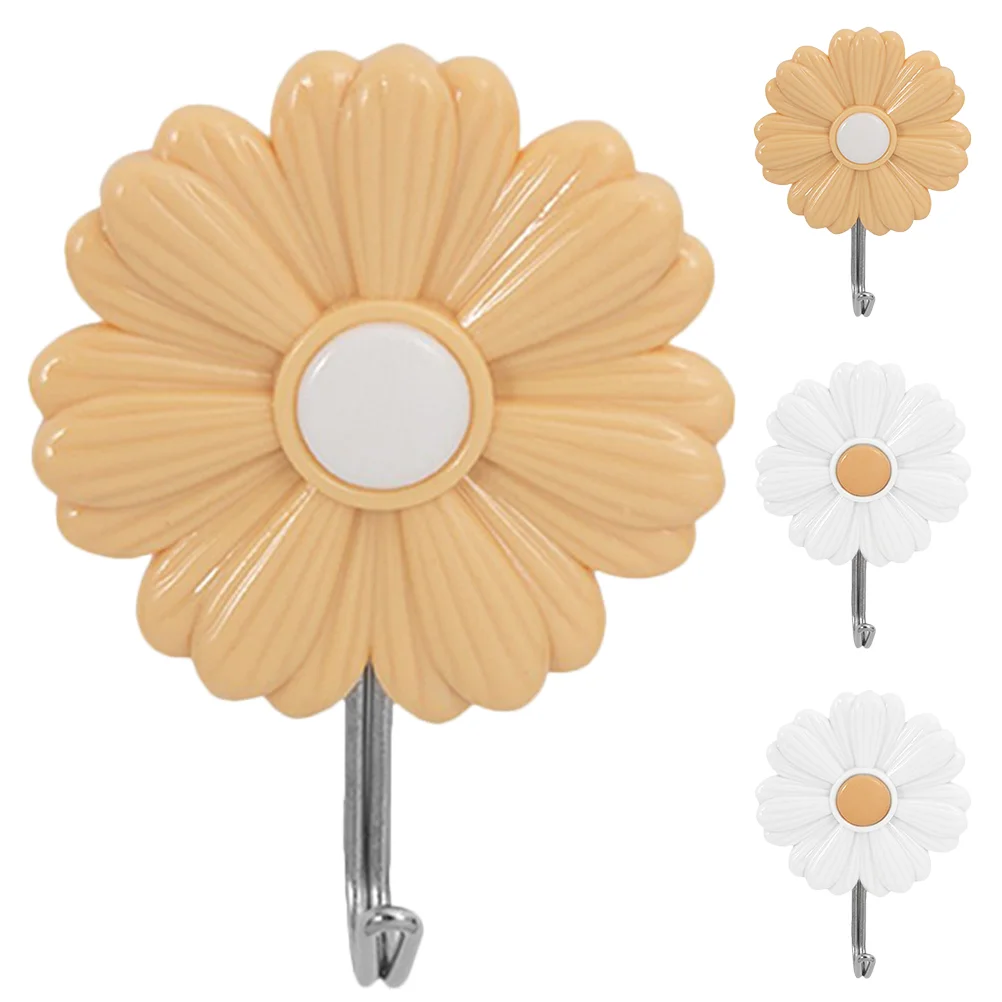 

Cabilock Backpack Kitchen Storage 4Pcs Strongly Adhesive Wall Hook Decorative Daisy Hook