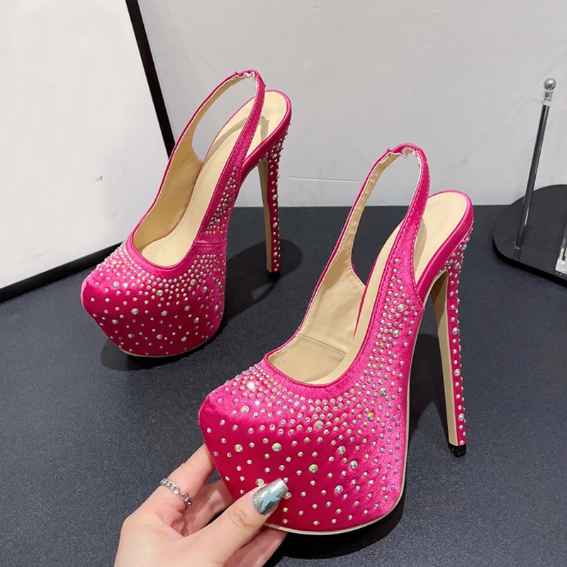 Liyke Runway Style Glitter Rhinestones Flower Platform Pumps Sandals Women Wedding Banquet Shoes Sexy Peep Toe Pole Dance Heels