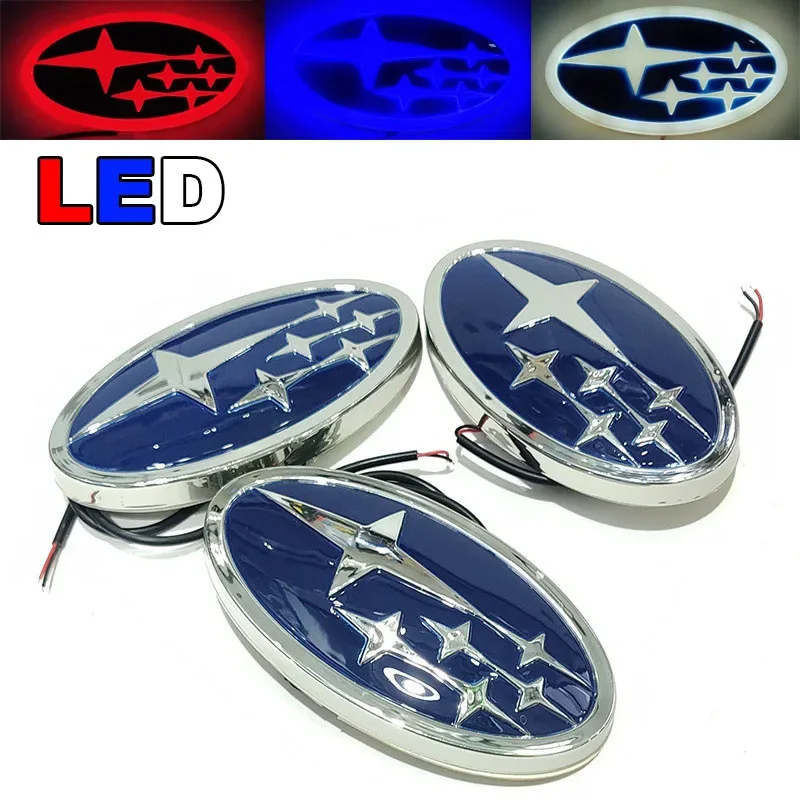 14X7.3cm LED 스바루 STI 포레스터 XV 아웃백 임프레자 레거시 WRX BRZ 트리베카 트렁크 배지 스티커 라이트 자동차 후면 로고 엠블럼