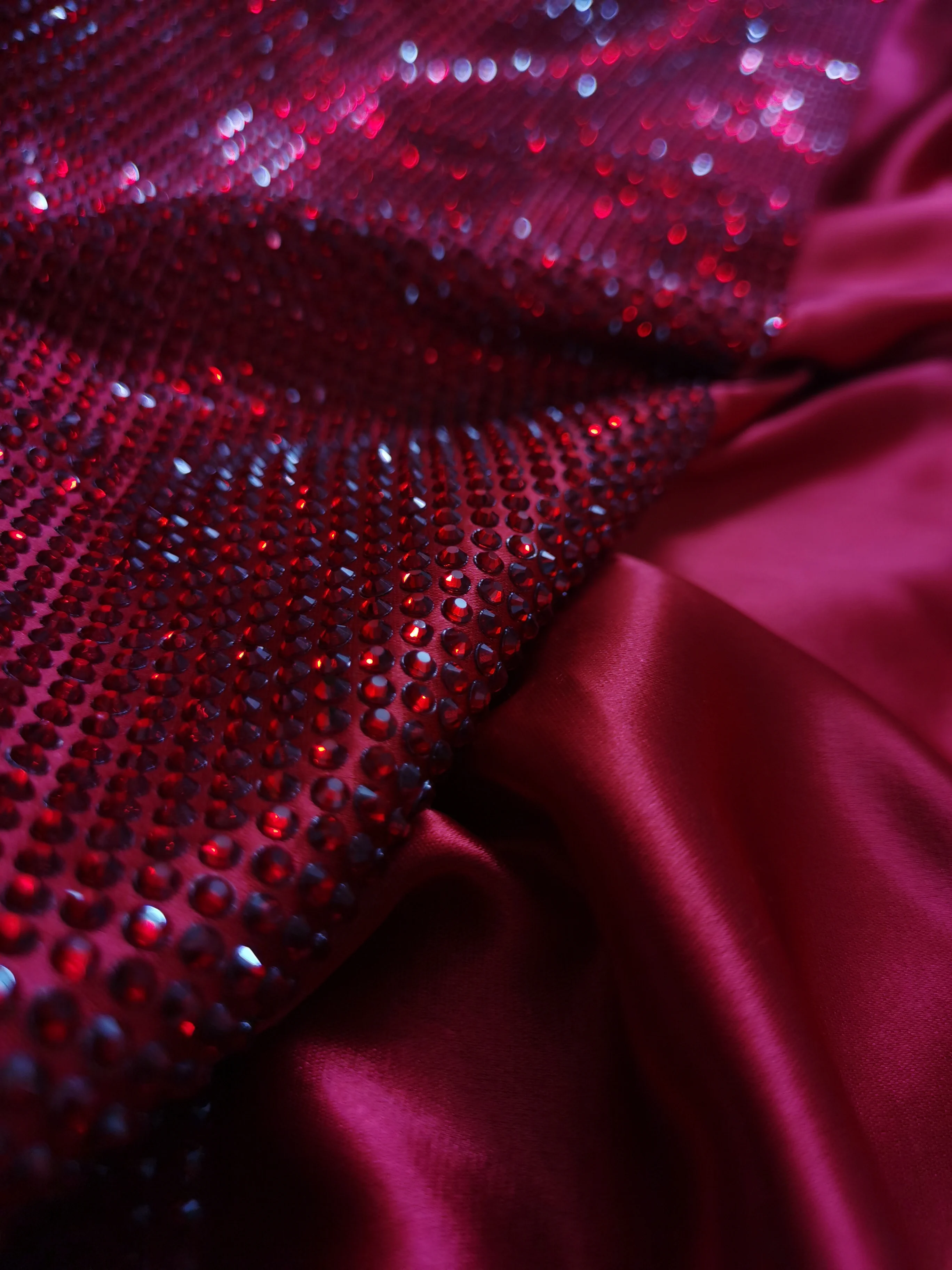 Satin Fabric Swatch - Bright Red